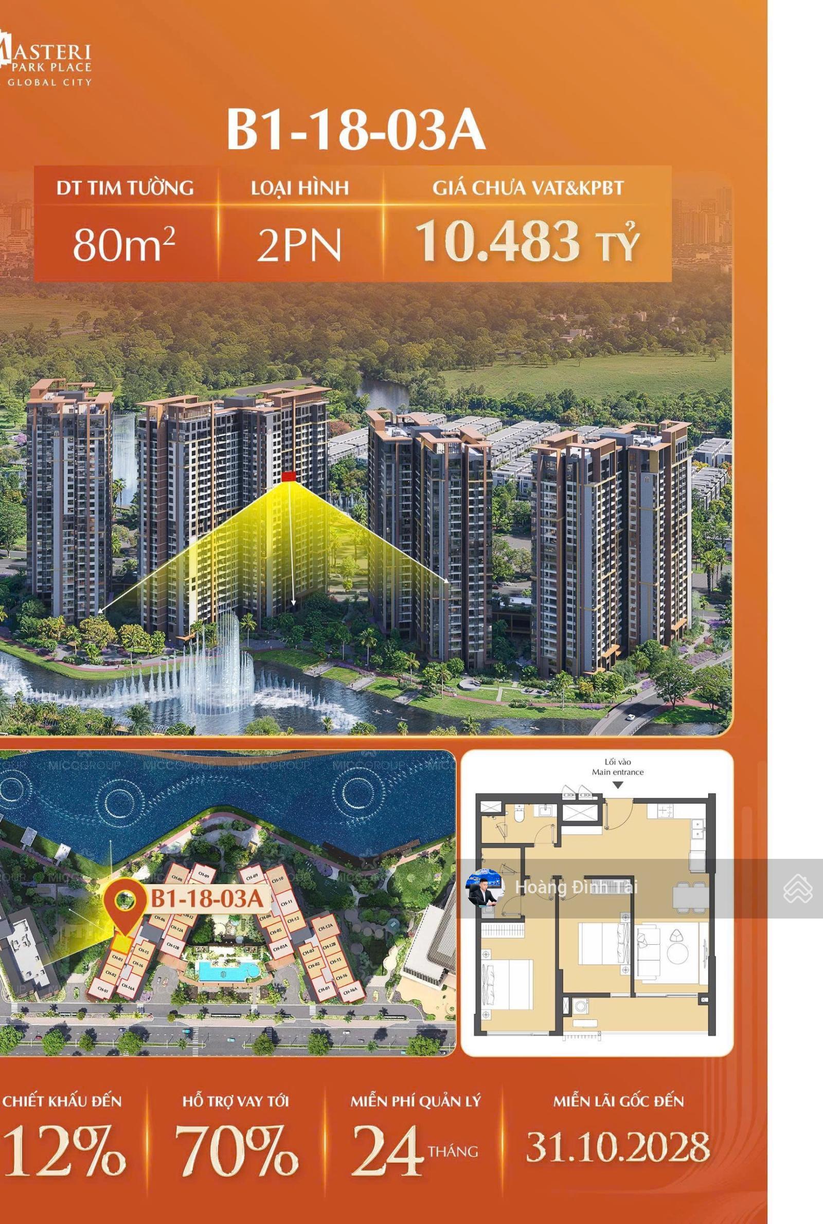 Giỏ hàng hiếm quỹ ẩn dự án Masteri Park Place đa dạng từ 1-4PN từ CĐT Masteris Homes