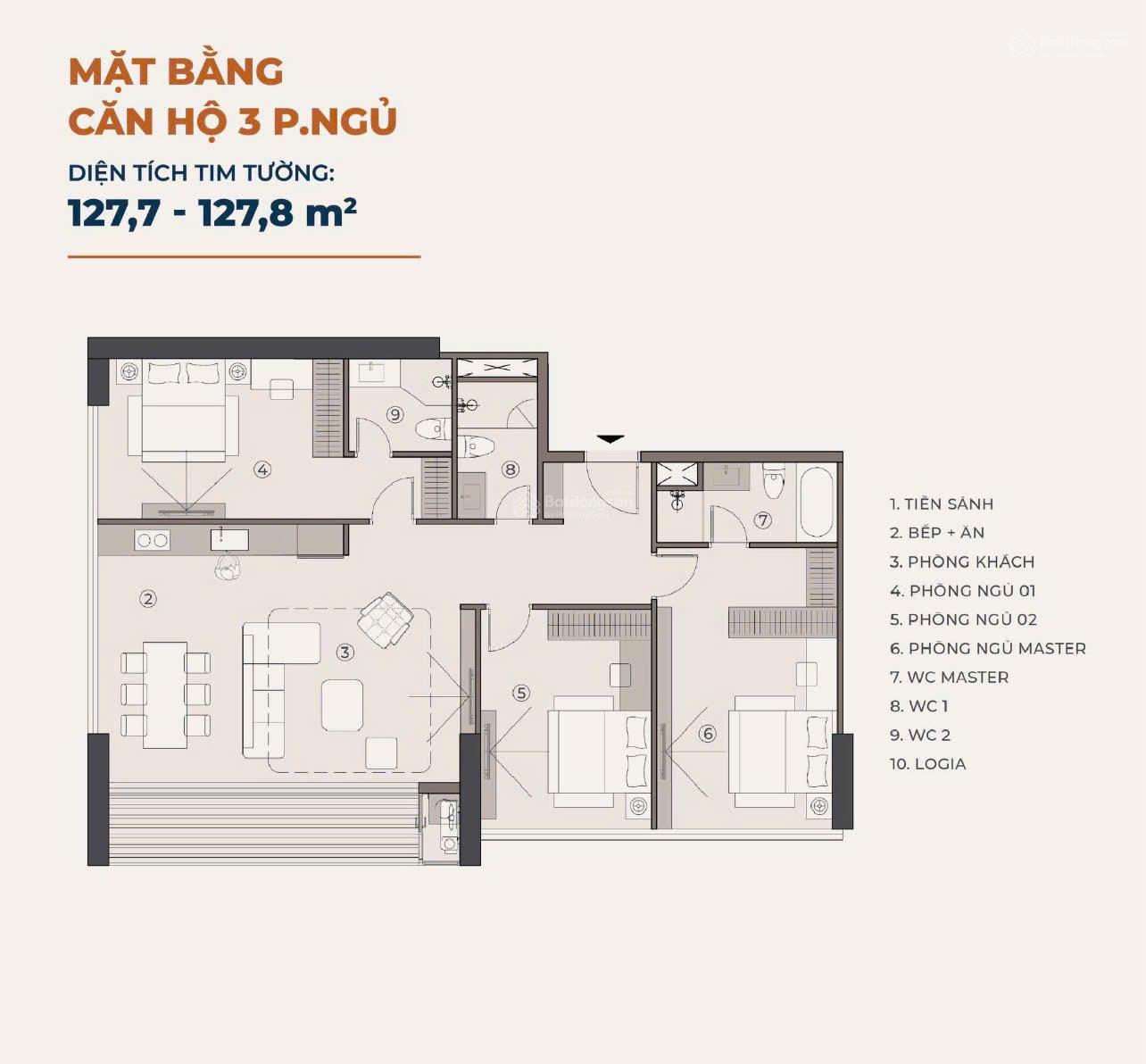 Bán Căn Hộ 3PN3WC 114.93 m2 Alumi Xuân Cầu