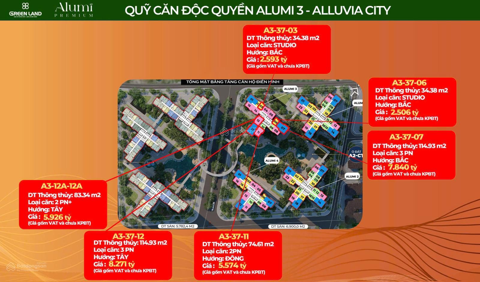 Bán Căn Hộ 3PN3WC 114.93 m2 Alumi Xuân Cầu