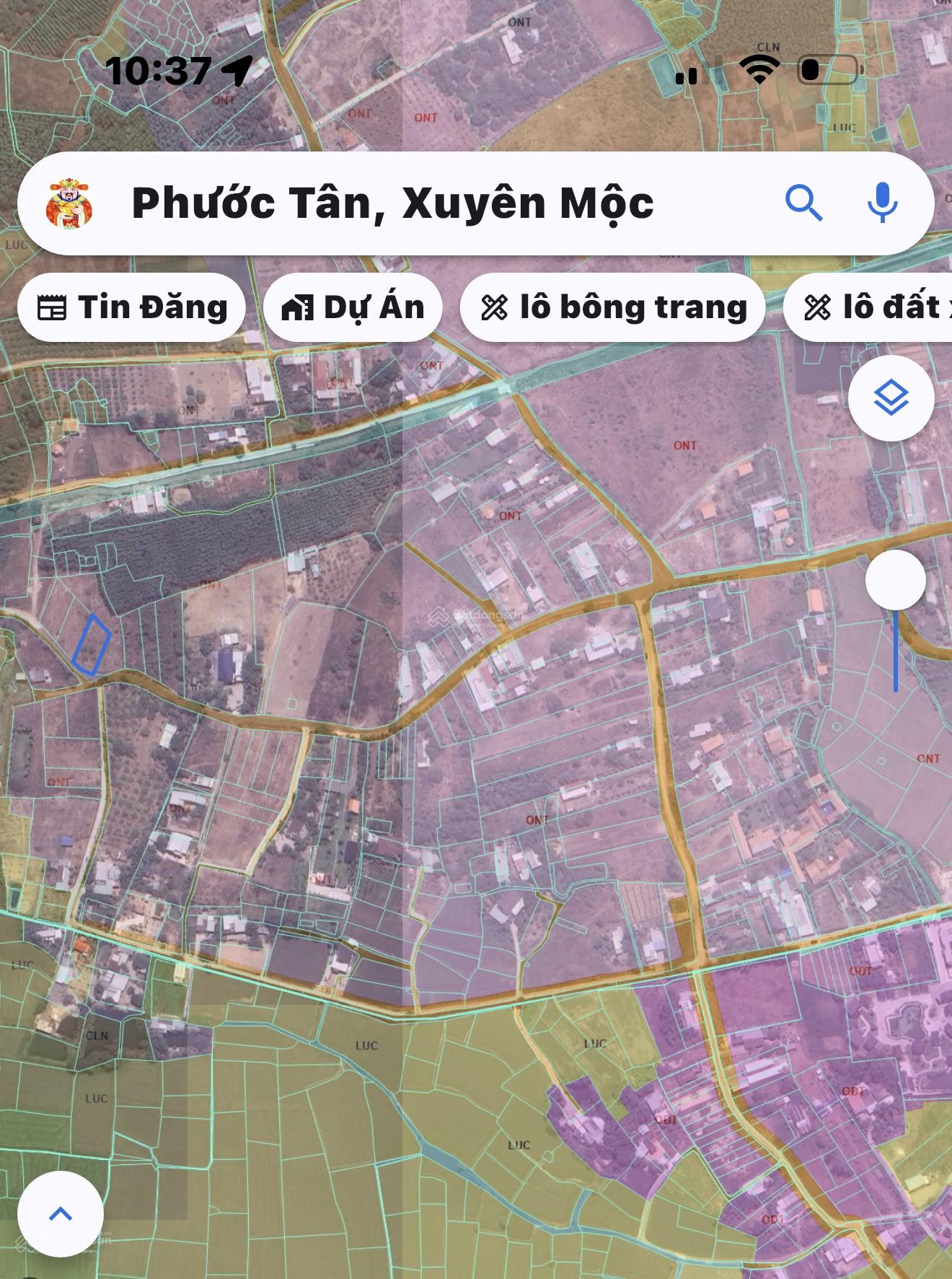 Bán đất xã hồ tràm dt:555m2 có 100m2 thổ cư ngang 17mx35m,lô góc 2 mặt tiền đường nhựa gần bà tô