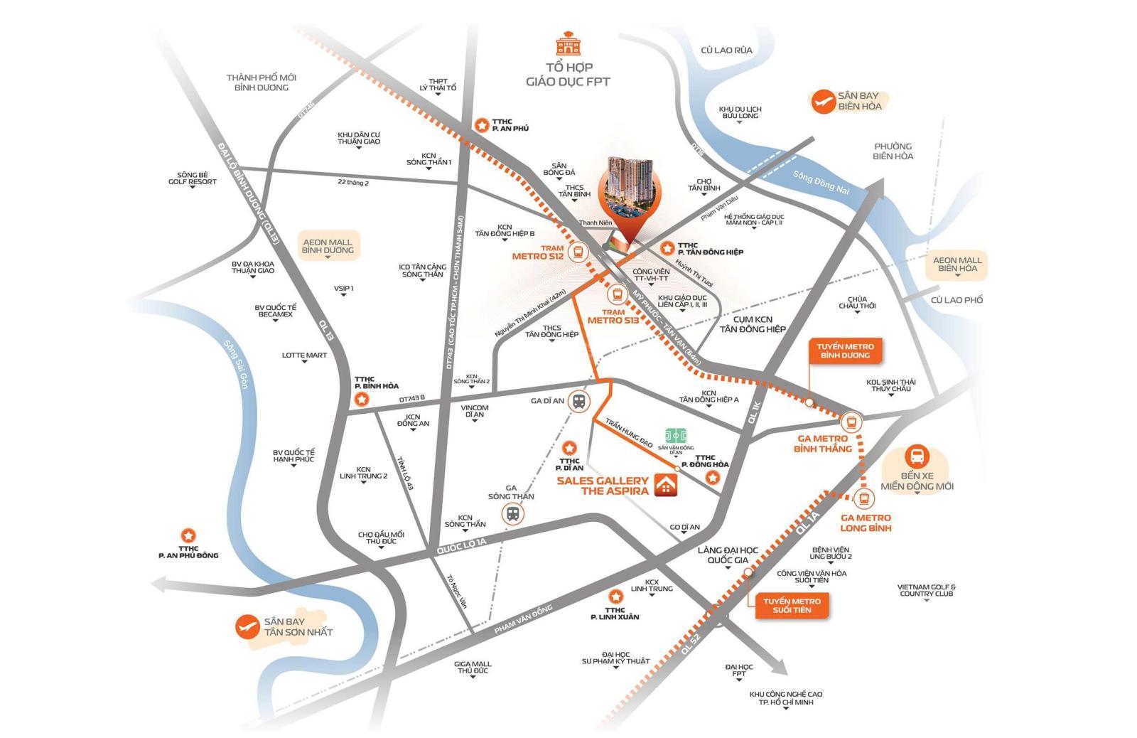 160 triệu nhận ngay căn hộ thông minh Aspira, cách tuyến Metro 600m, bàn giao full nội thật Hafele