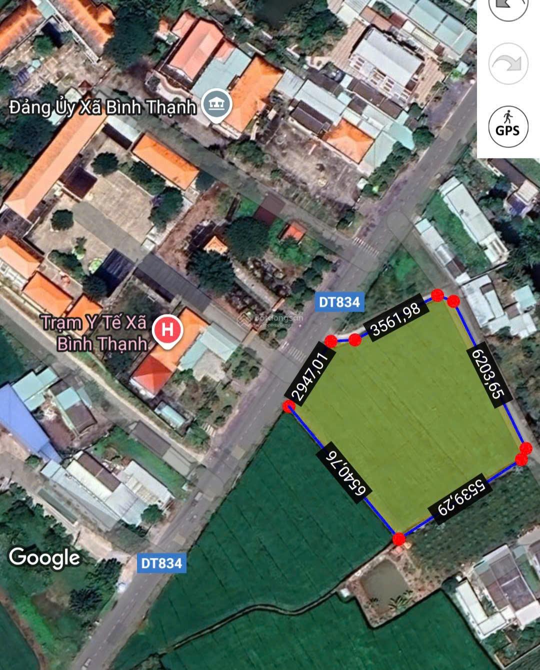 Bán đất ruộng 5,205m2 - Giá 19,3 tỷ - Mặt tiền đường ĐT834, huyện Thủ Thừa, tỉnh Long An