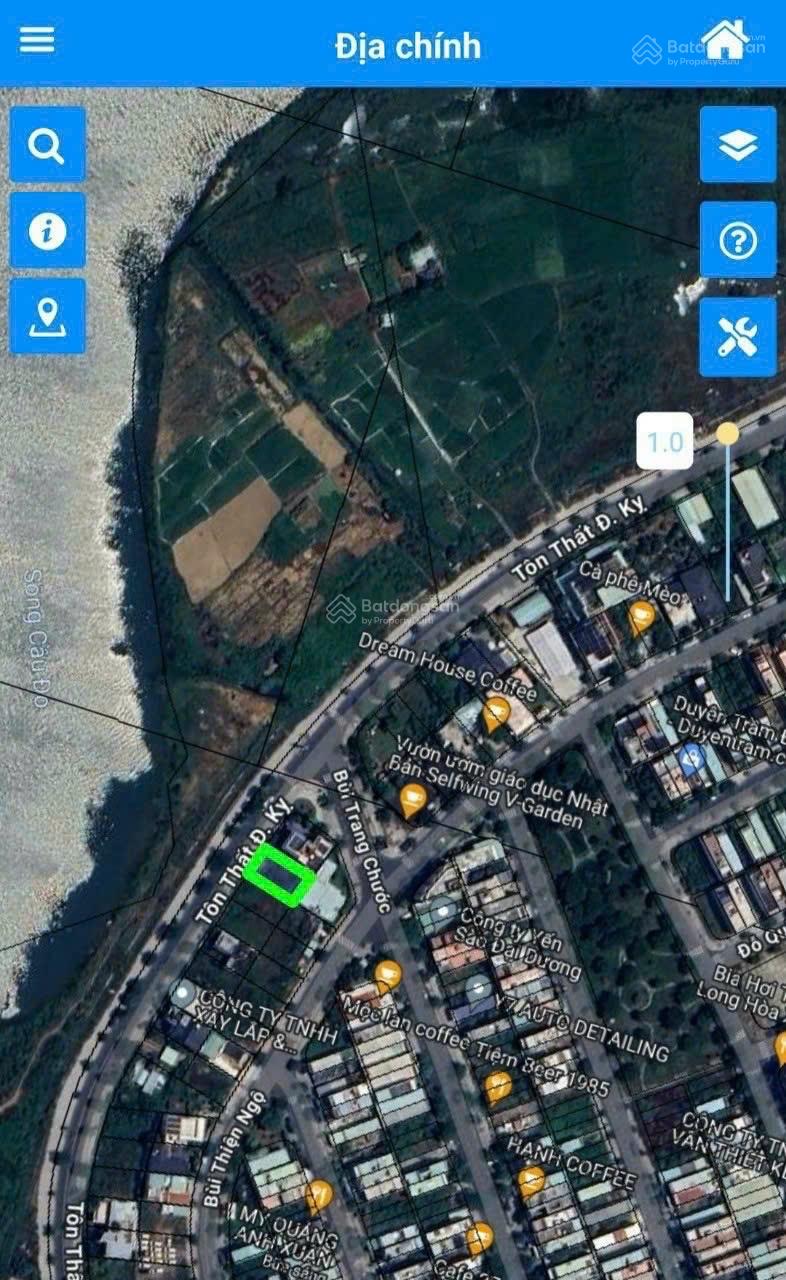 Bán lô đất view sông đường Tôn Thất Dương Kỵ, sát cầu Hoà Xuân. Diện tích 260m2, giá 19 tỷ