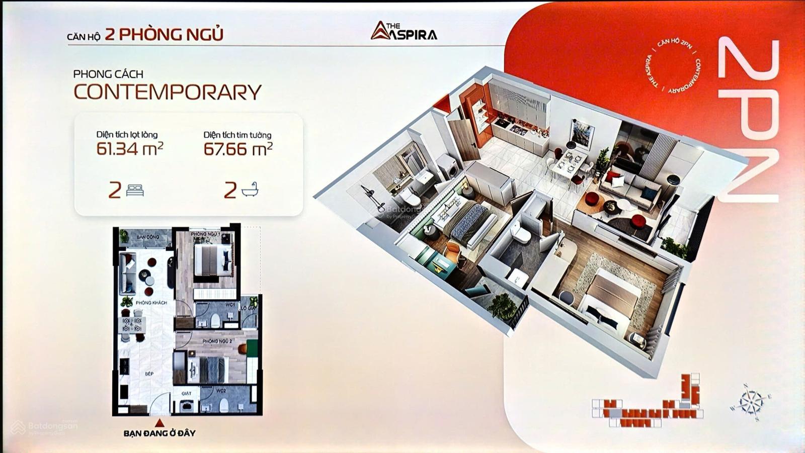 Bán căn 2PN2WC tại, chỉ 520 triệu đến khi nhận nhà, hỗ trợ vay 80%|Tài trợ lãi 30 tháng.