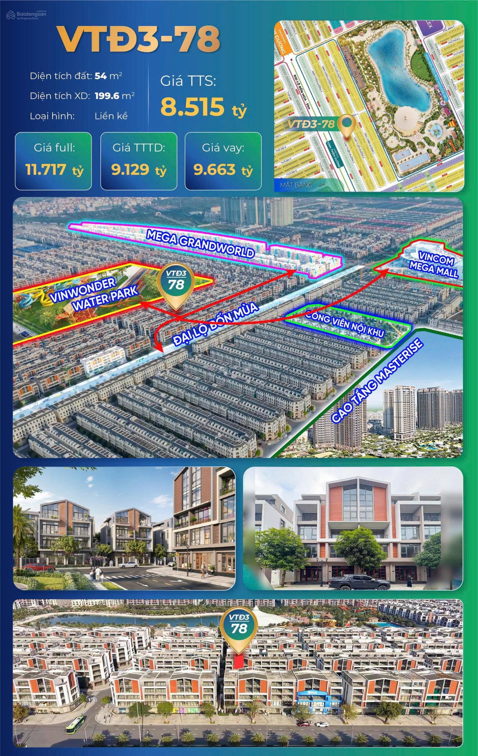 Deal dễ chốt VTĐ3-78 Liền kề 54m² tổng sàn 199,6m² 8,415 tỷ, sát công viên nội khu Deal dễ chốt VTĐ3-78 Liền kề 54m² tổng sàn 199,6m² 8,415 tỷ, sát công viên nội khu