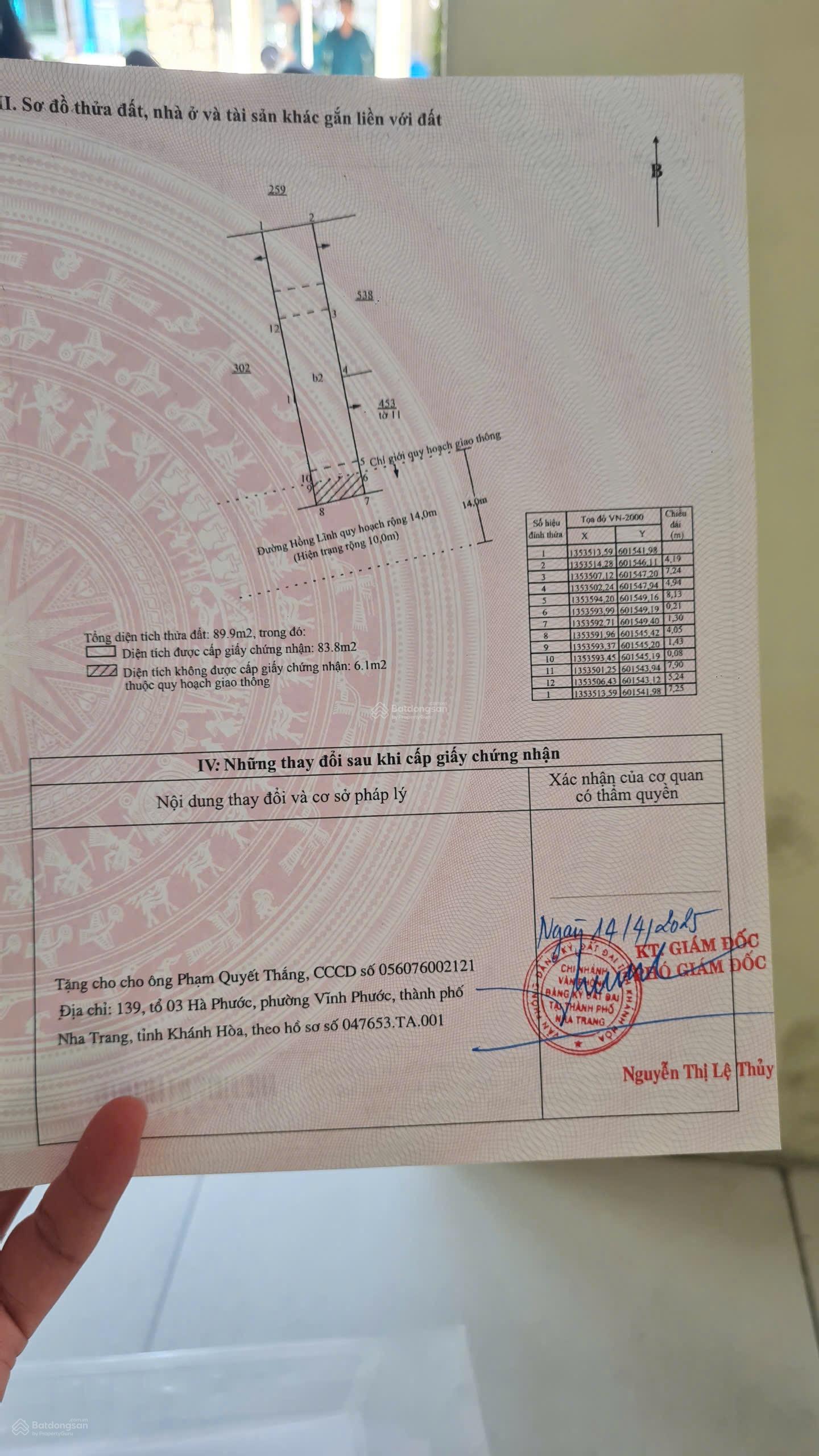 Bán Nhà Mặt Phố 2B Hồng Lĩnh, 13 tỷ, 83.8m2, đẹp, địa thế huyết mạch của Nha Trang