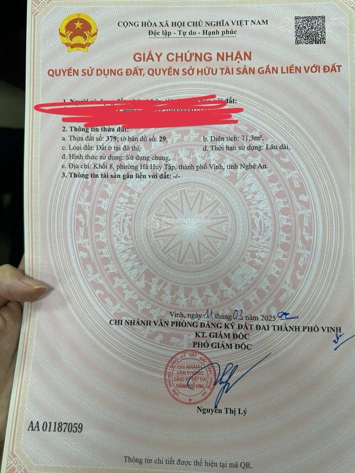 Bán nhanh lô đất vàng Hà Huy tập- KInh doanh được- mặt đường 7m oto tránh nhau thoai mái