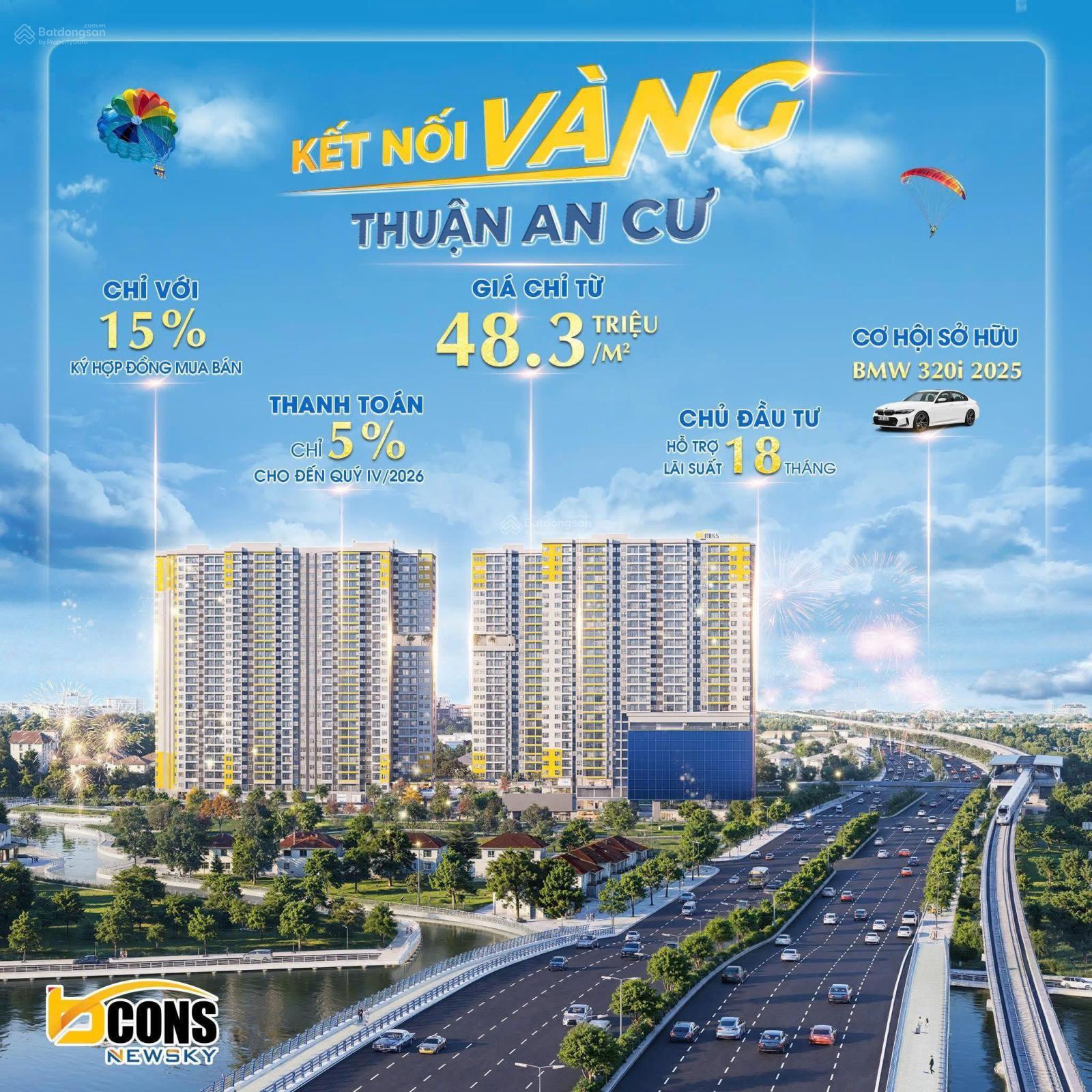 Căn hộ Bcons Newsky ngay MT QL13 - đối diện trạm Metro - ngân hàng hỗ trợ vay 80% - CK 5.65%
