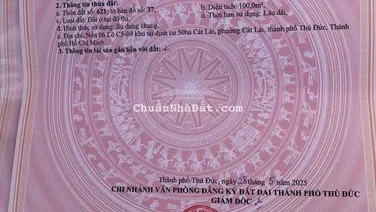 Cần bán lô đất Tại KDC cát lái.Quận 2.Gần cụm trường học các cấp.DT 5x20m(100m2) giá 72 tr/m2.