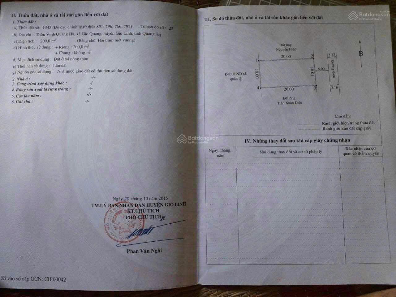 Bán đất tại Xã Gio Quang, Huyện Gio Linh, Quảng Trị, giá 1,05 tỷ, diện tích 200m2, hàng hiếm!