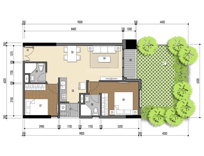 Bán căn hộ sân vườn riêng, tầng 5 (tổng 96m2), sổ sẵn Bán căn hộ sân vườn riêng, tầng 5 (tổng 96m2), sổ sẵn