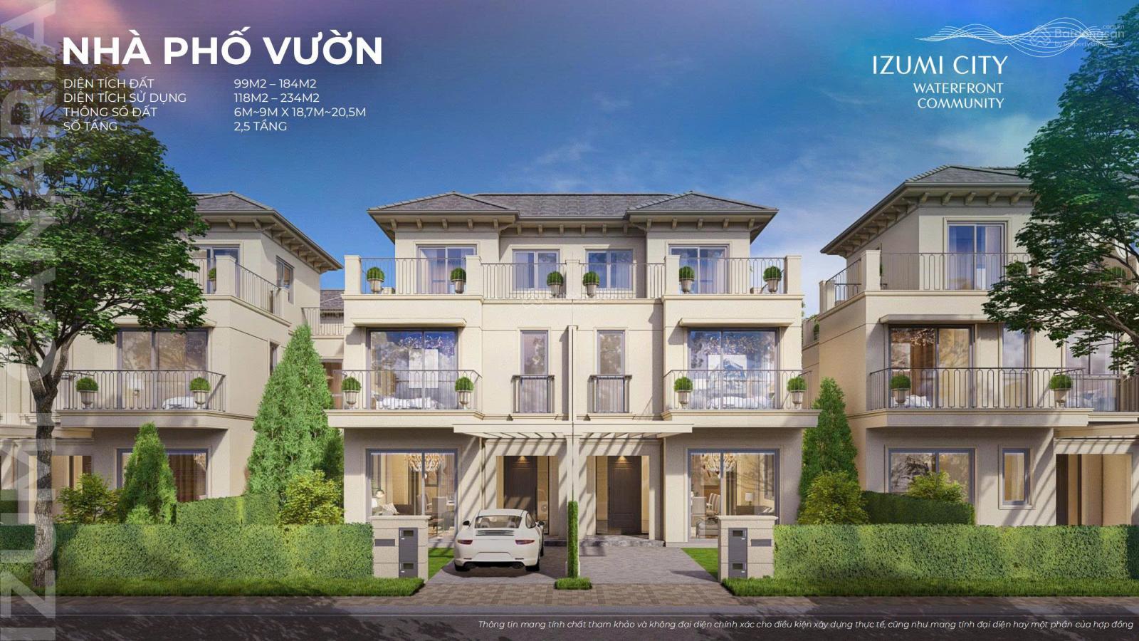 Nhà phố Izumi City - DT 8x20.5m (164m2), 1 trệt 2 lầu, phân khu Canaria - Đơn giá: 64TR/M2 ĐÃ VAT