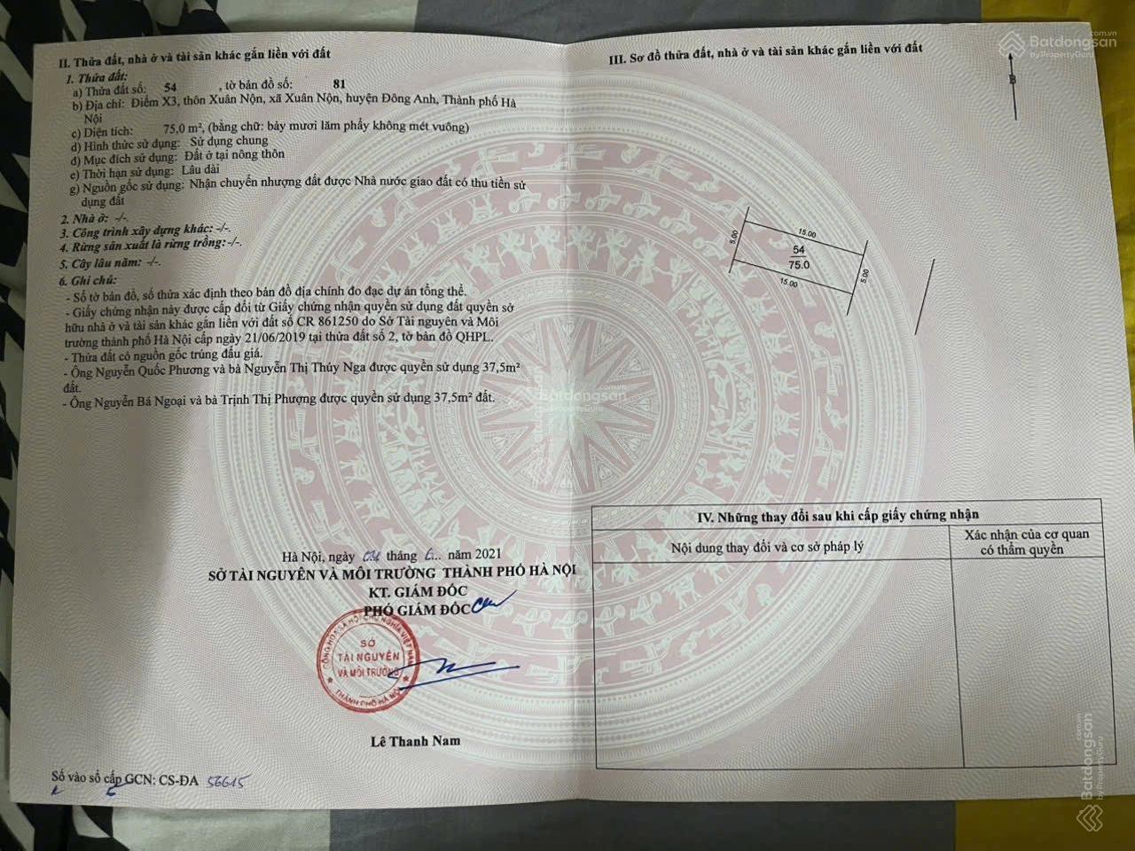 Bán gấp giá cực tốt đấu giá X3 Xuân Nộn, 75m2 mặt tiền 5m đường 13m công tránh nhau