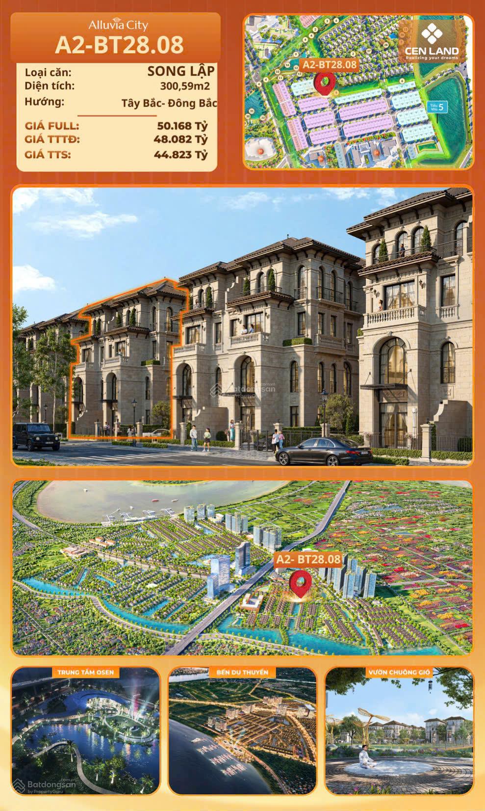 Alluvia - Bán Nhanh Liền Kề Sát Hồ - 300m2 - 44 tỷ - Dự án Alluvia City Văn Giang