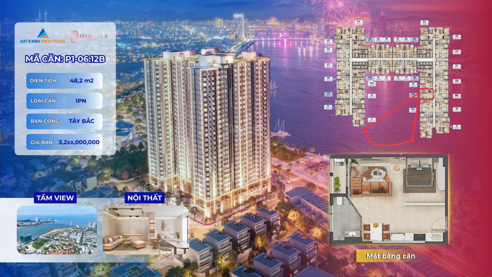 HÀNG HIẾM! CĂN 1PN PENINSULA GIÁ CHỈ 3,2X TỶ, VIEW SÔNG HÀN, SỞ HỮU LÂU DÀI, BÀN GIAO QUÝ II/2026
