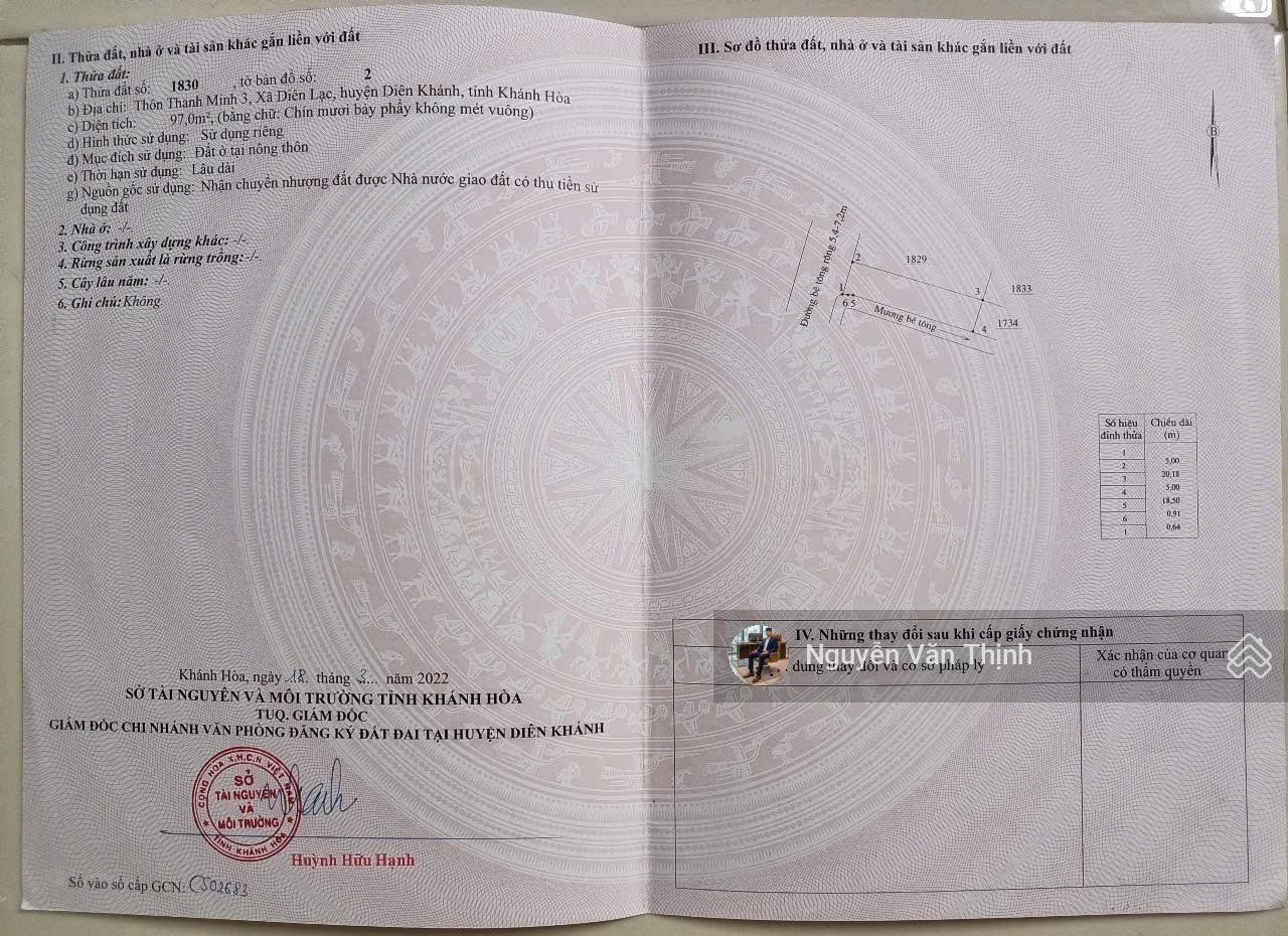 Bán đất ngay trung tâm hành chính mới Diên Lạc sát đường N3 97m2 1,5 tỷ