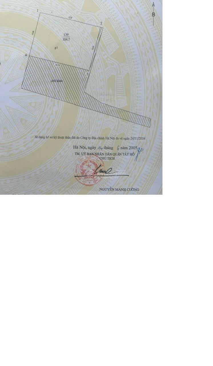 Chính chủ cần bán gấp đất thổ cư Nhật Chiêu, Tây Hồ, HN 105m2, MT 12.8m, ôtô vào, cách hồ Tây 30m