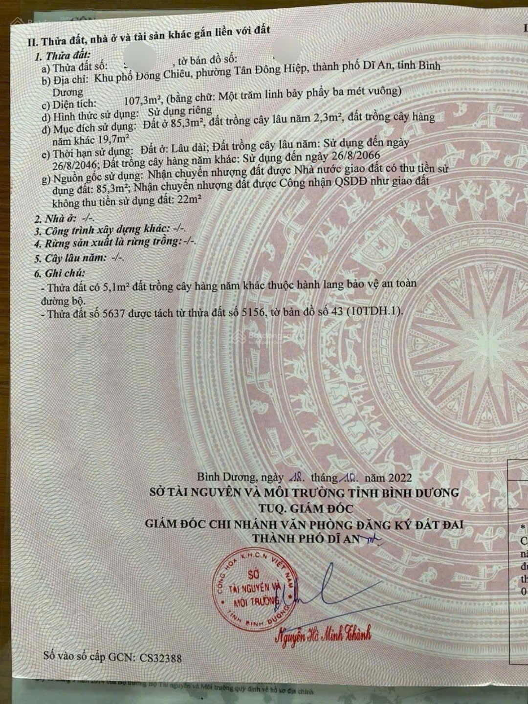 Đất có 5 phòng trọ gần chợ Đoàn Thị Kia, phường Dĩ An