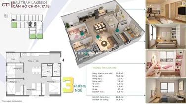 Cần bán căn hộ 3 phòng ngủ, có nội thất cơ bản, view hồ và biển