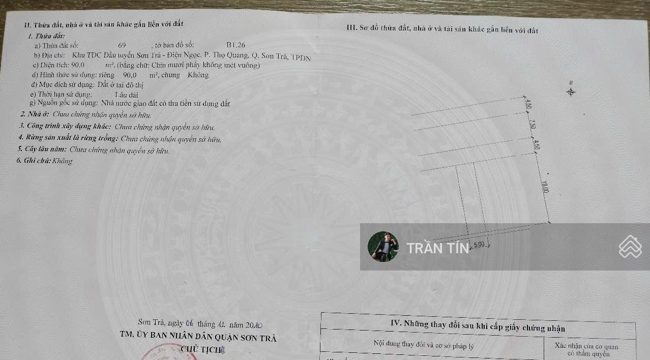 Lô đất mặt tiền đường Hà Tông Huân, diện tích 90m2, đường 7m5, giá bán 8 tỷ