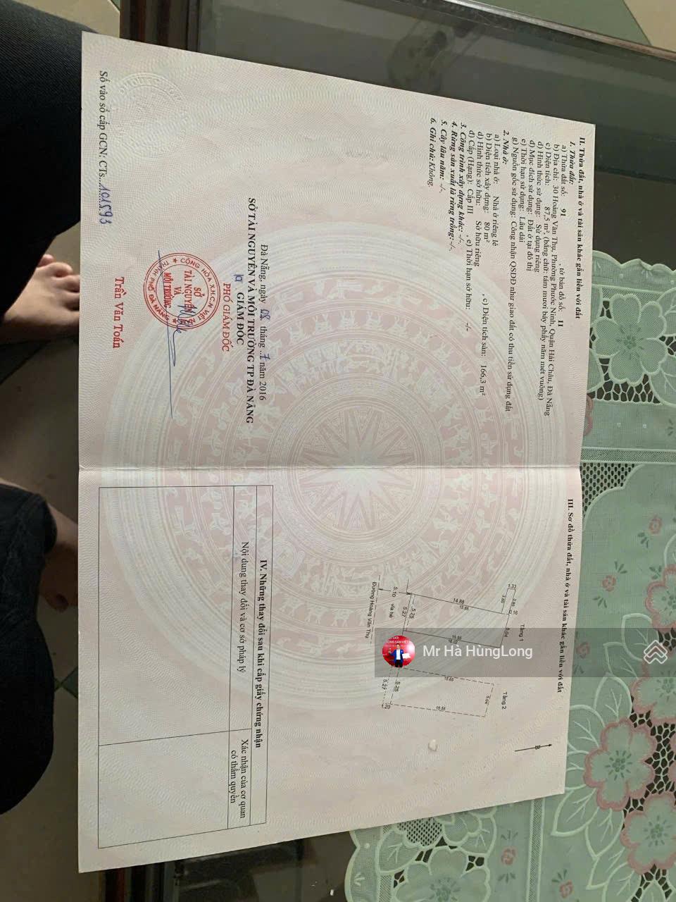 Bán đất tặng nhà mặt tiền đường Hoàng Văn Thụ, Sát Cầu Rồng Đà Nẵng