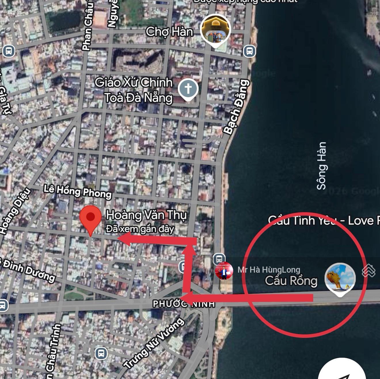 Bán đất tặng nhà mặt tiền đường Hoàng Văn Thụ, Sát Cầu Rồng Đà Nẵng
