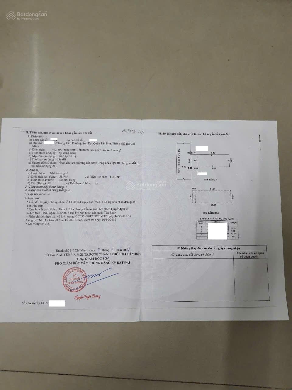 Bán nhà hẻm 115/ Lê Trọng Tấn, DT 4mx12m, 3 tầng kiên cố, đối diện trường Công Thương