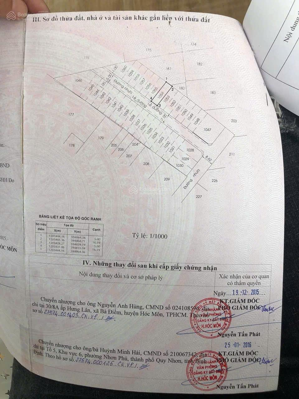 Bán lô đất đường Thới Tam Thôn 6. Hẻm trước nhà 8m. Dân cư đông. LH: 0832 369 ***