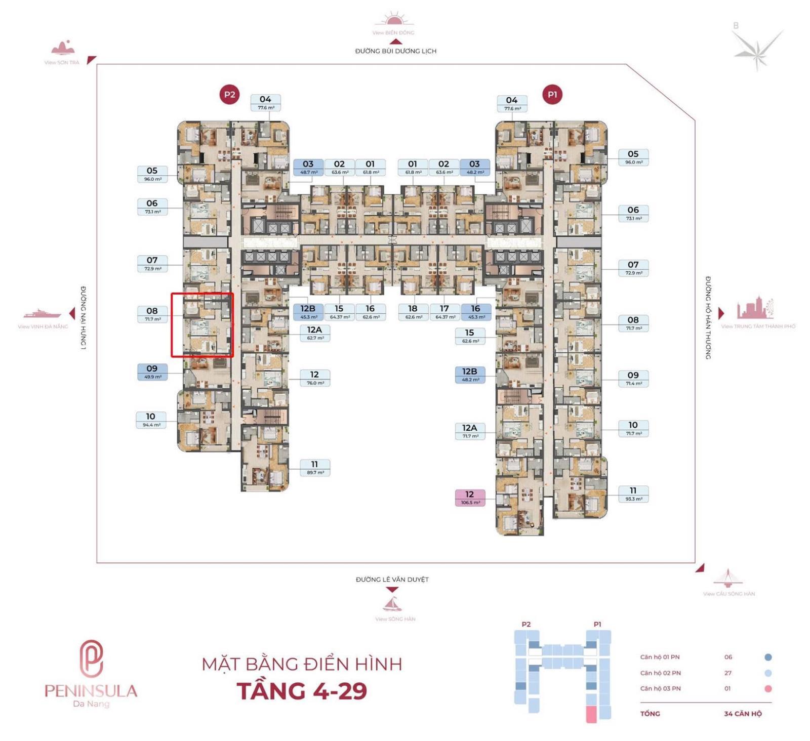 Bán Căn Hộ View Sông Hàn - Cầu Thuận Phước, Diện Tích 72 m2, Sổ Hồng Riêng Lâu Dài