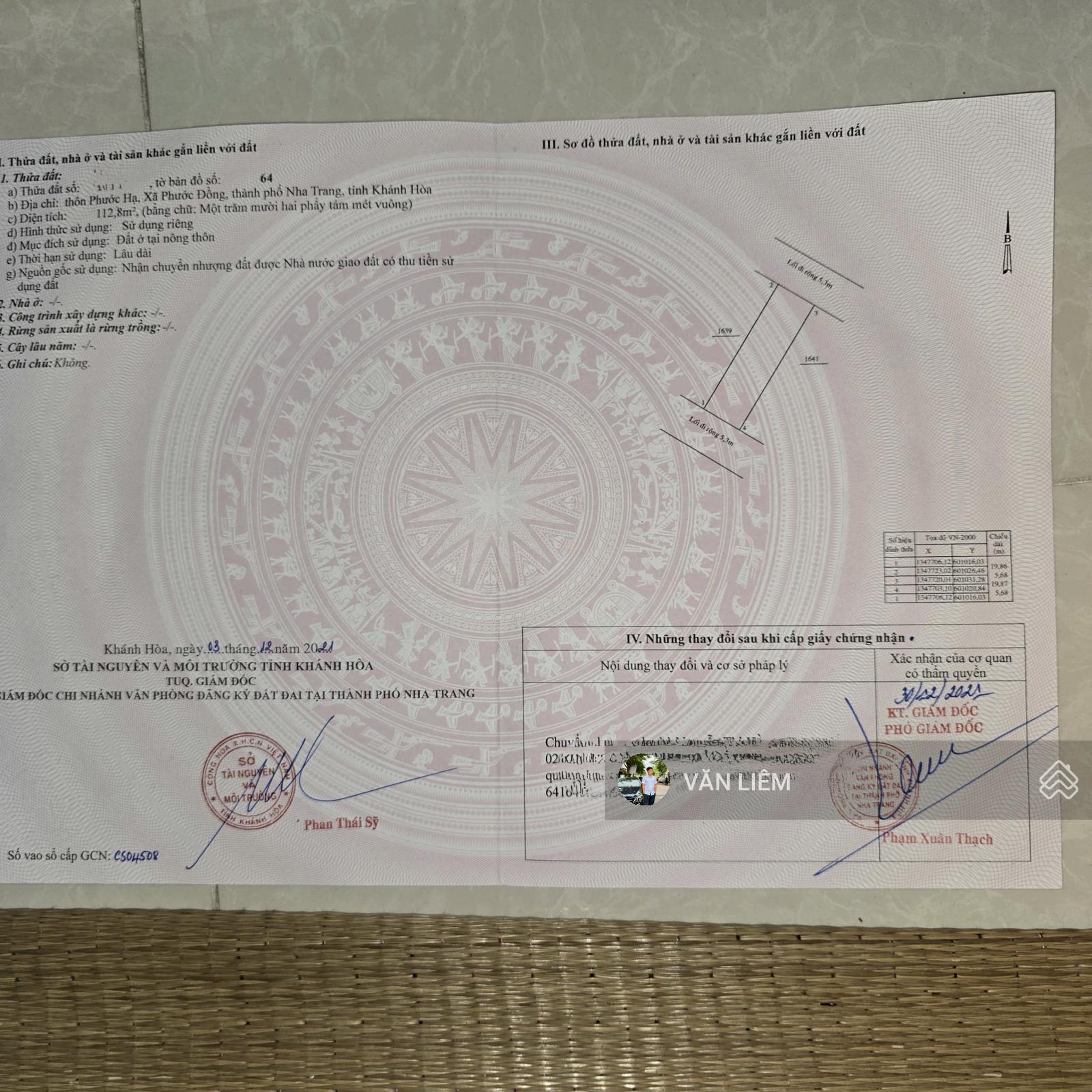 Bán đất Phước Hạ - Phước Đồng - Gần đường Thái Khang - Hướng Tây Nam - Đường bê tông 6m