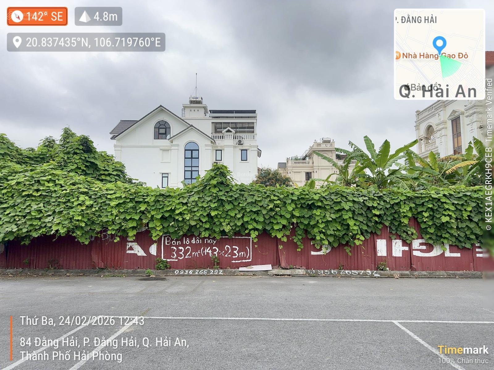 Bán lô đất 332,4m2, đường đôi 40m sau Hoa Đăng khu biệt thự Phúc Lộc - Lê Hồng Phong, đã có sổ.