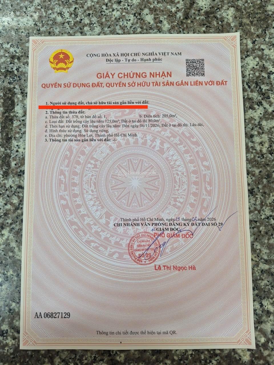 Đất Hòa Lợi sổ sẵn, diện tích 5*41m, thổ cư 80m - giá 1.3 tỷ