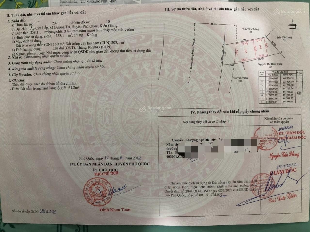 Chỉ 25 tỷ sở hữu 258m2 mặt tiền Trần Hưng Đạo - Phú Quốc, mặt tiền 10m, 150m thổ cư, có dòng tiền Chỉ 25 tỷ sở hữu 258m2 mặt tiền Trần Hưng Đạo - Phú Quốc, mặt tiền 10m, 150m thổ cư, có dòng tiền