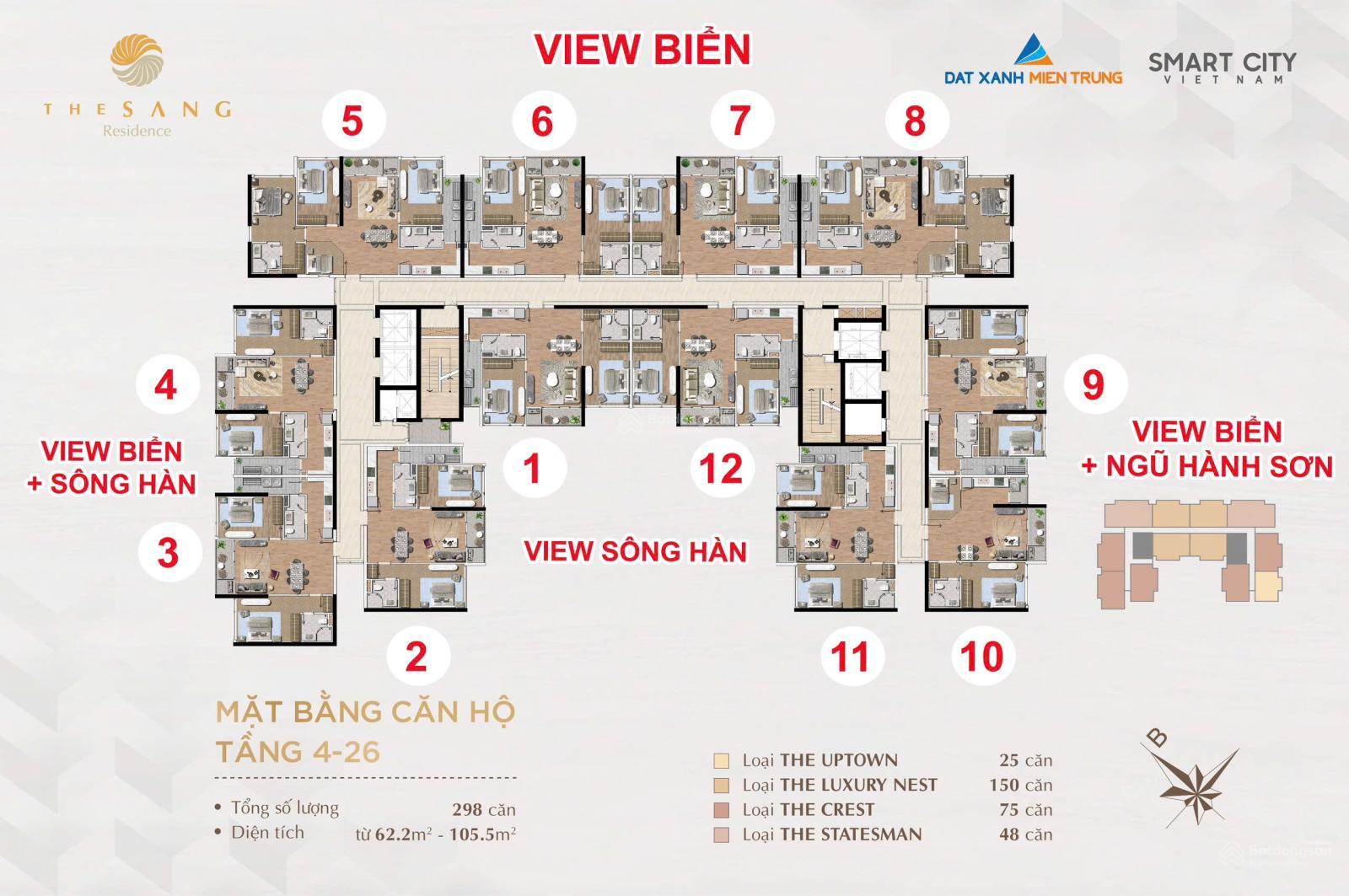 Giá tốt! Căn hộ 2PN cao cấp gần biển Mỹ Khê 77,5m2 chỉ 4,x tỷ