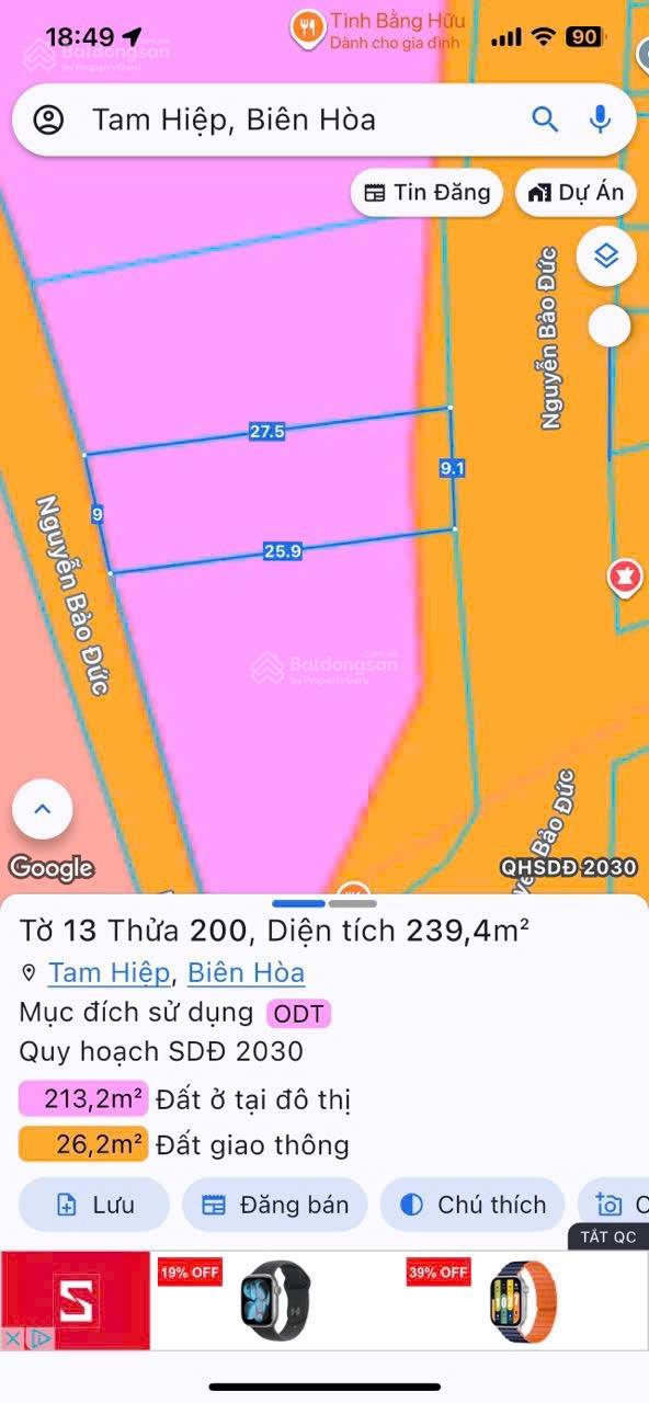 Bán đất 2 mặt tiền đường Nguyễn Bảo Đức. Diện tích: 9,5m x 29m, thế đất đẹp, 2 mặt tiền đường