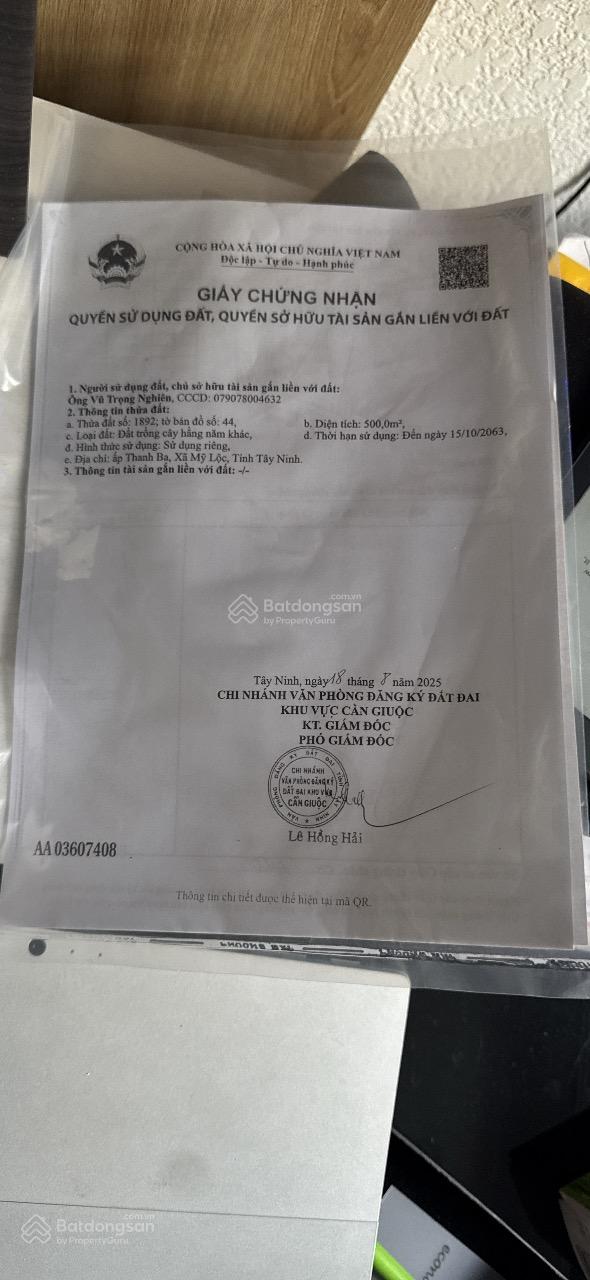 Bán đất 555 m2 tại Ấp Thanh Ba, 2 tỷ VND, view đẹp, nhiều tiện ích