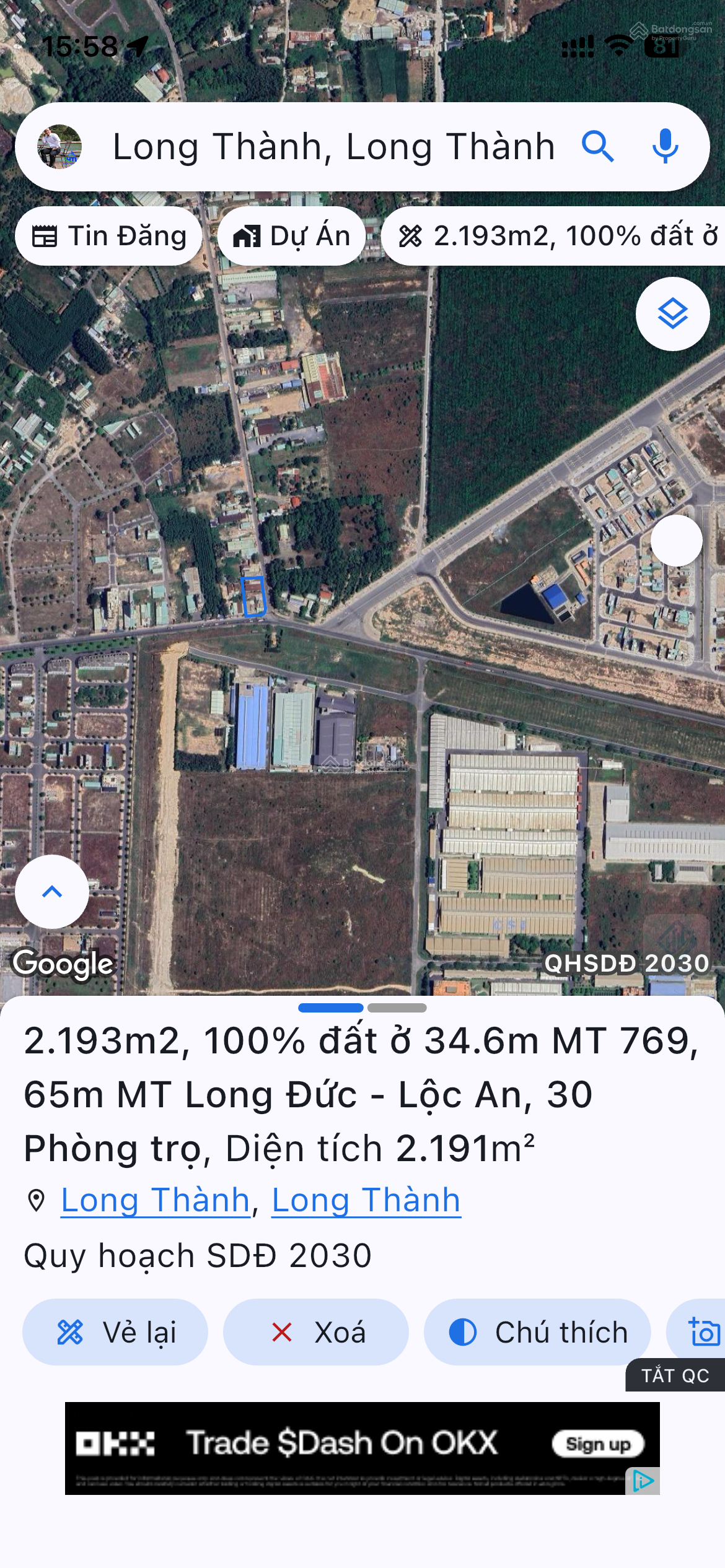 2193m2 full thổ cư 2 mặt tiền đường 769 ngay đầu khu TDC Lộc An và khu D2D Long Thành