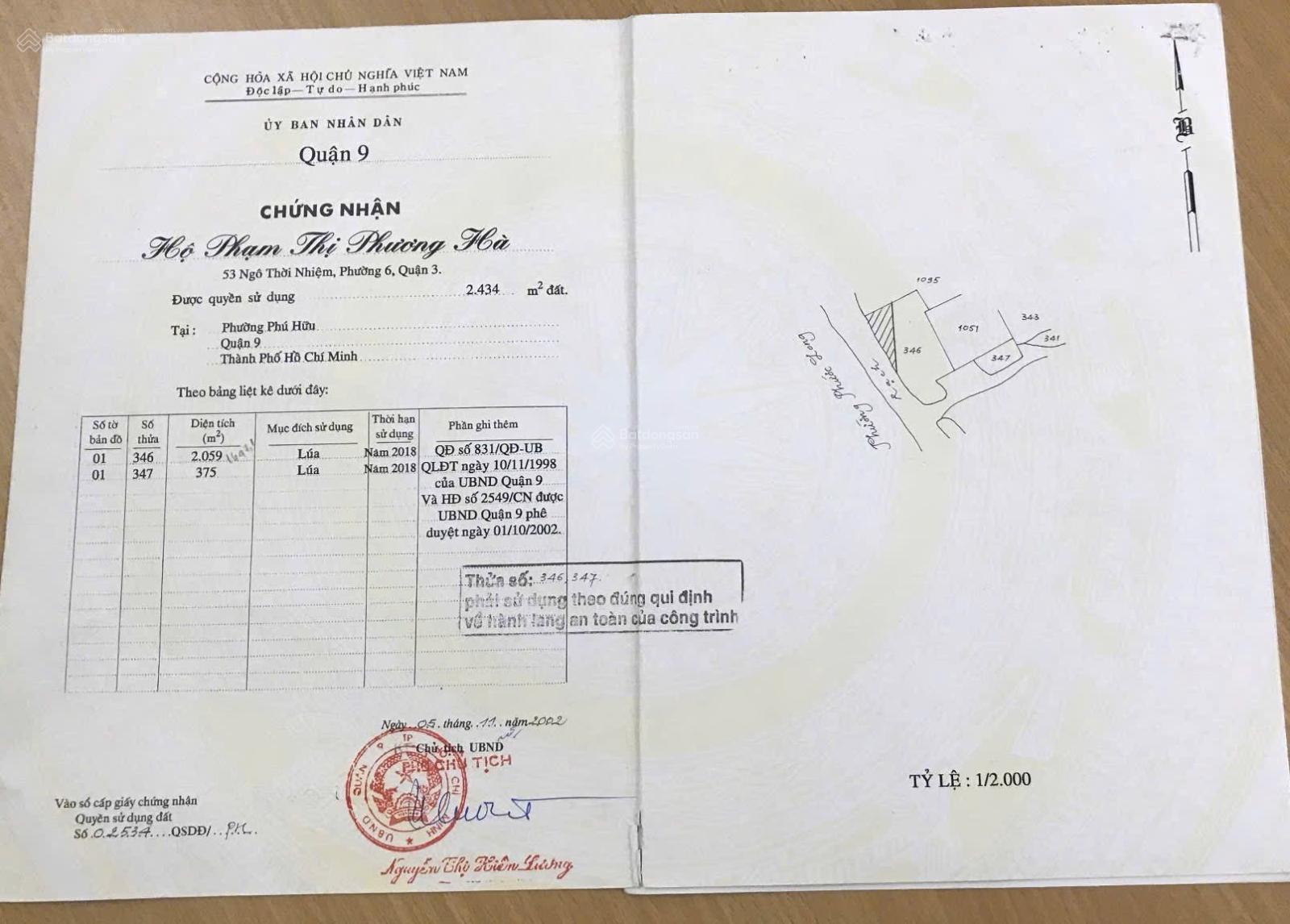 Bán đất mặt tiền Võ Chí Công, 5.739m2, Phú Hữu, Quận 9, TPHCM hiện đang có hợp đồng thuê dài hạn