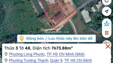 Bán đất: View sông phường Long Phước Q9, diện tích 10.000m2 có 400m2 đất ở, 16tr/1m2 TL