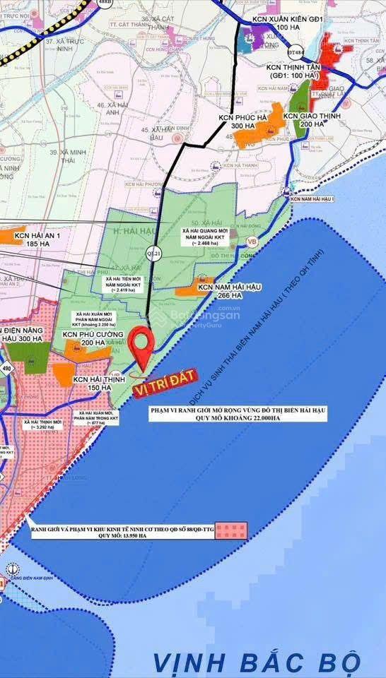 Bán đất giáp mặt biển khu kinh tế Ninh Cơ Ninh Bình DT 100m2, mặt tiền 5m, giá trên 1.5 tỷ