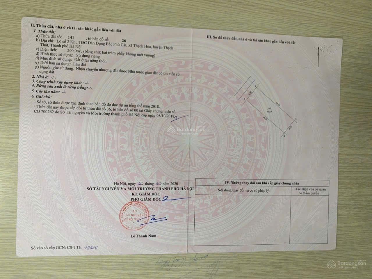 Bán gấp 200m2 đất đẹp nhất TĐC Bắc Phú Cát, ngay chân toà Phenika nên kinh doanh dòng tiền giá 8X