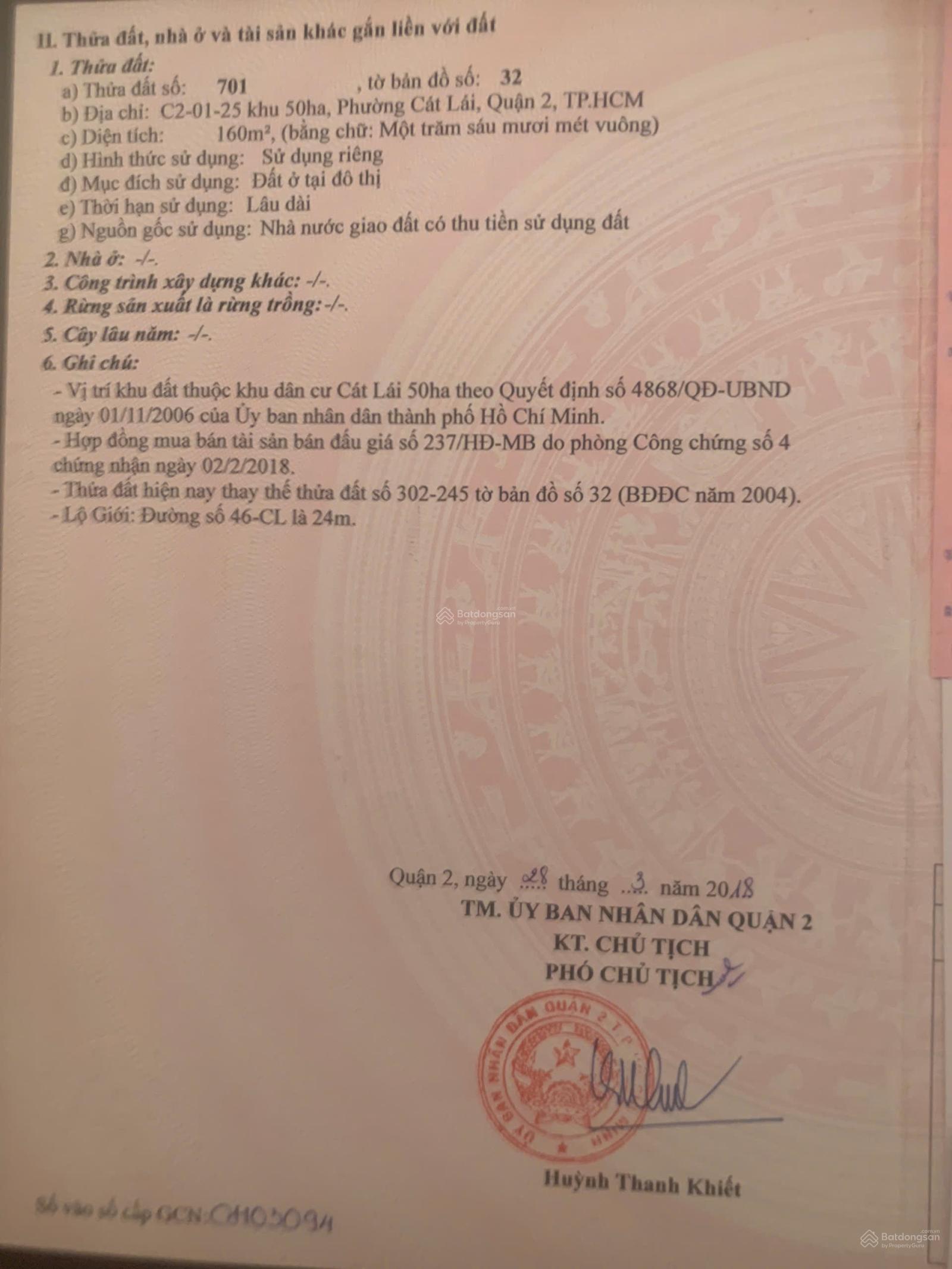 Bán Đất Đường 46 Phường Cát Lái Diện Tích 8x20m đường rộng 24m Vĩa Hè Bự Giá 15 Tỷ Thương Lượng