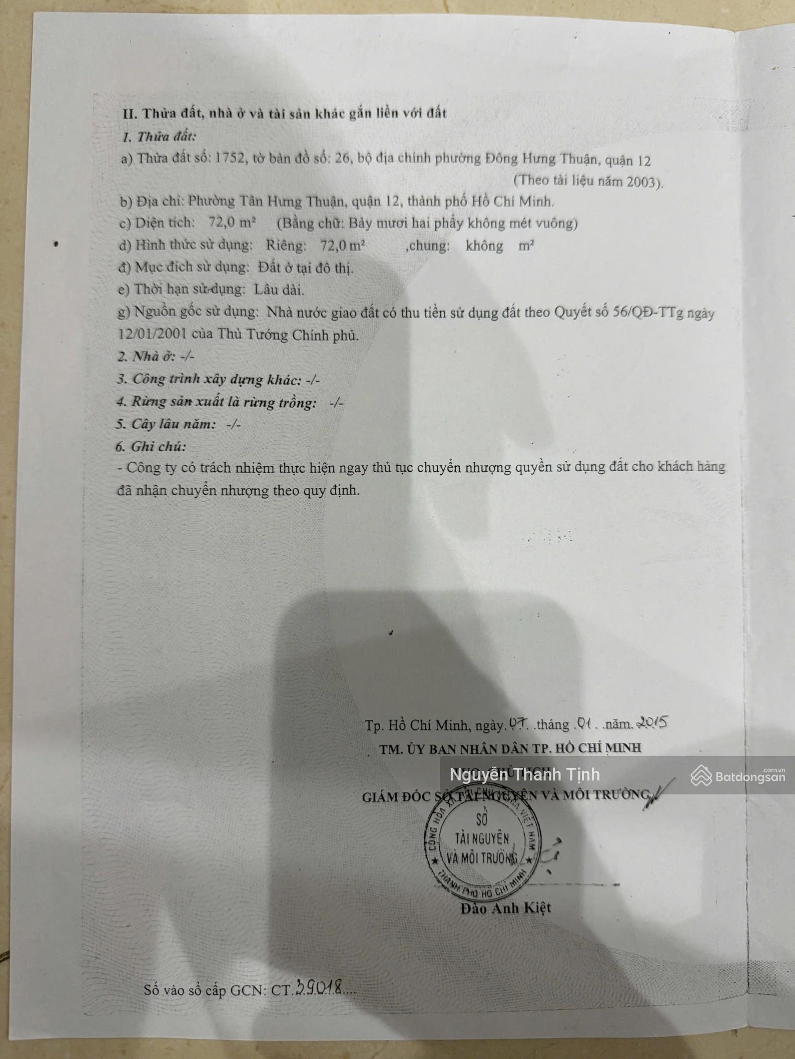 Bán lô đất đối diện công viên Giá 6,5tỷ