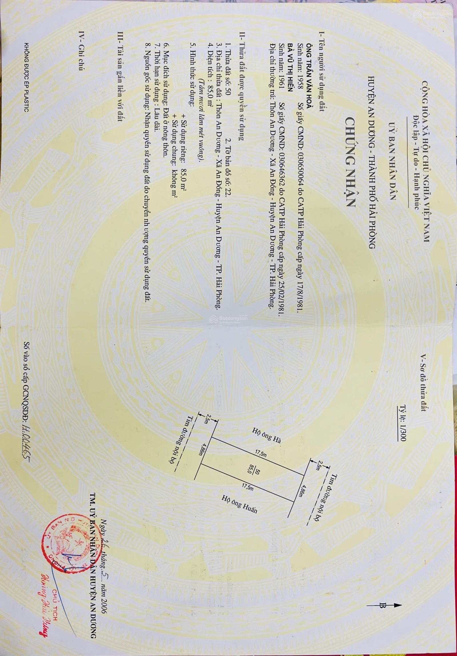 Bán 1 lô duy nhất tại khu dân cư An Trang 3 An Đồng An Dương hp