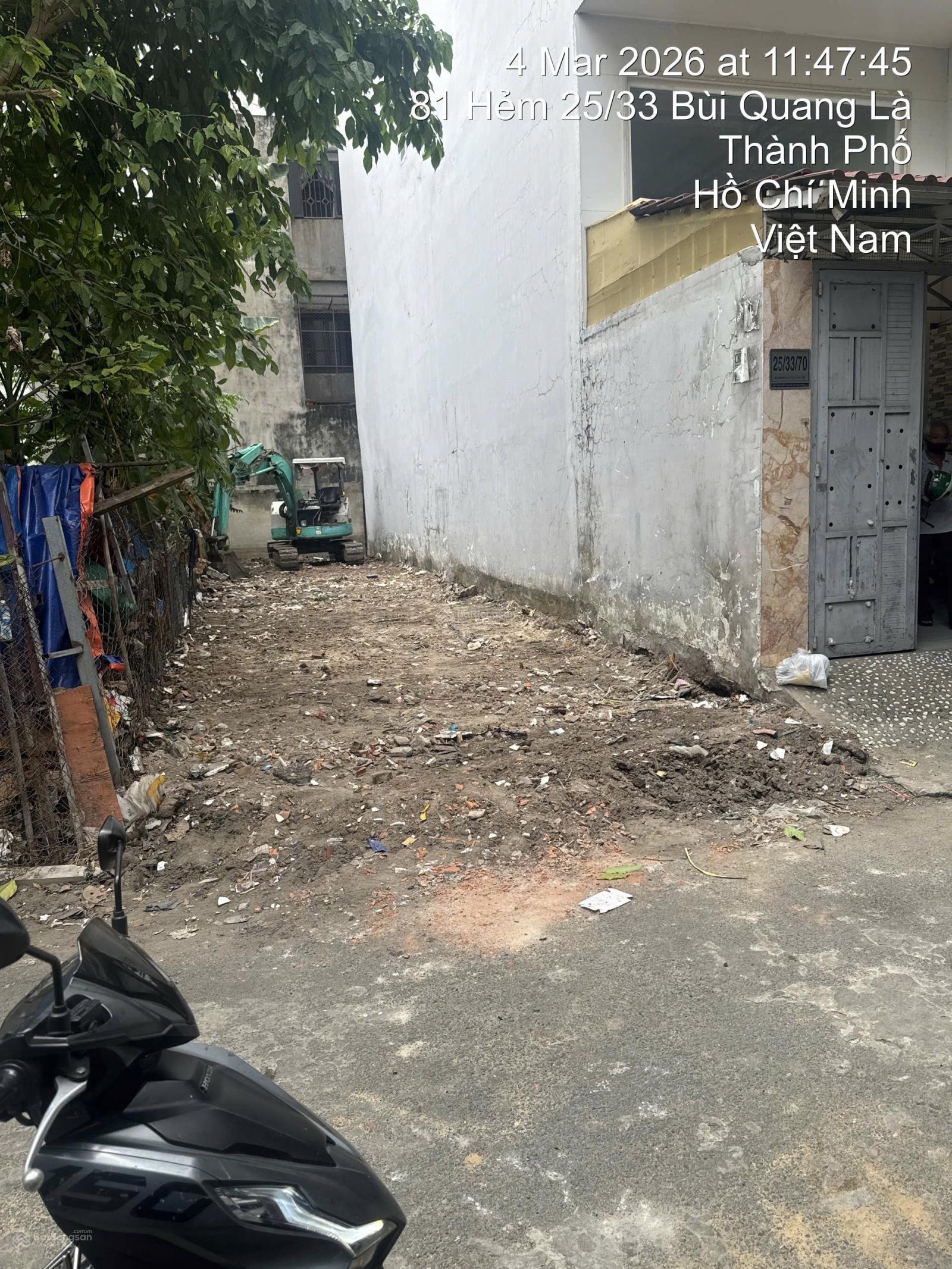 Bán lô đất 4x18,5m hẻm 25/33/72 Bùi Quang Là phường 12 Gò Vấp