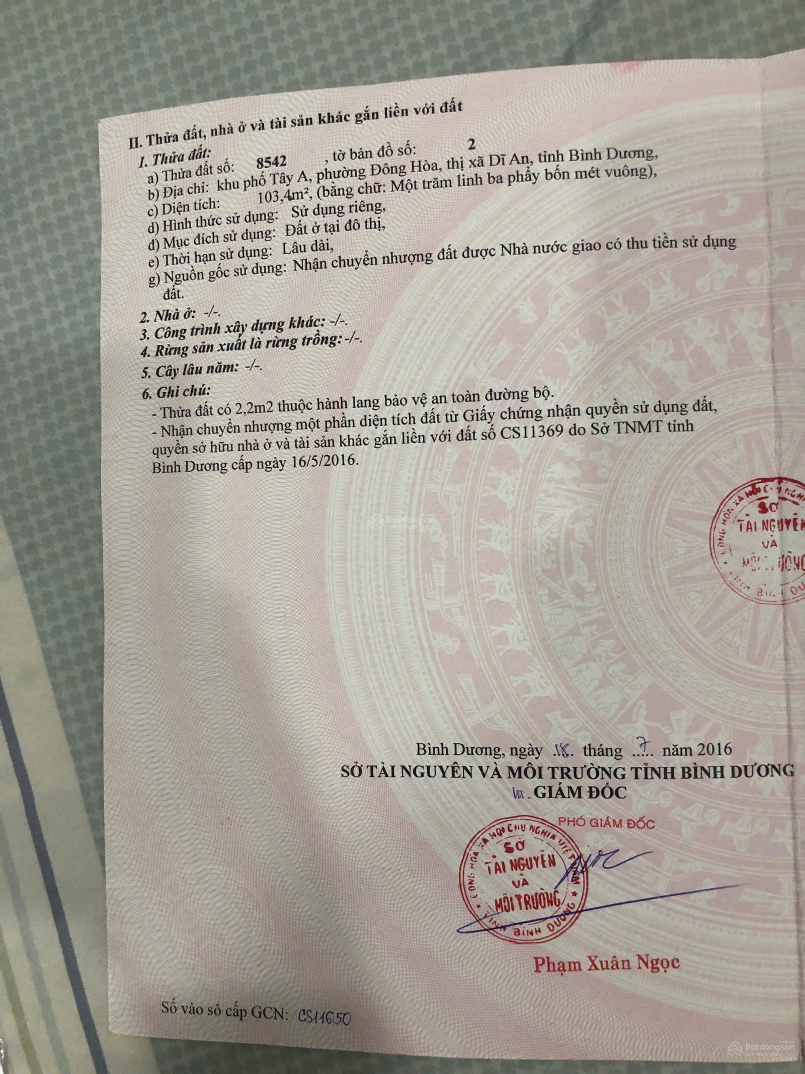 Đất sổ riêng chính chủ - DT 103m2 ngang 4.5m full thổ hẻm kdc Hoàng Hùng Võ Thị Sáu Đông Hoà