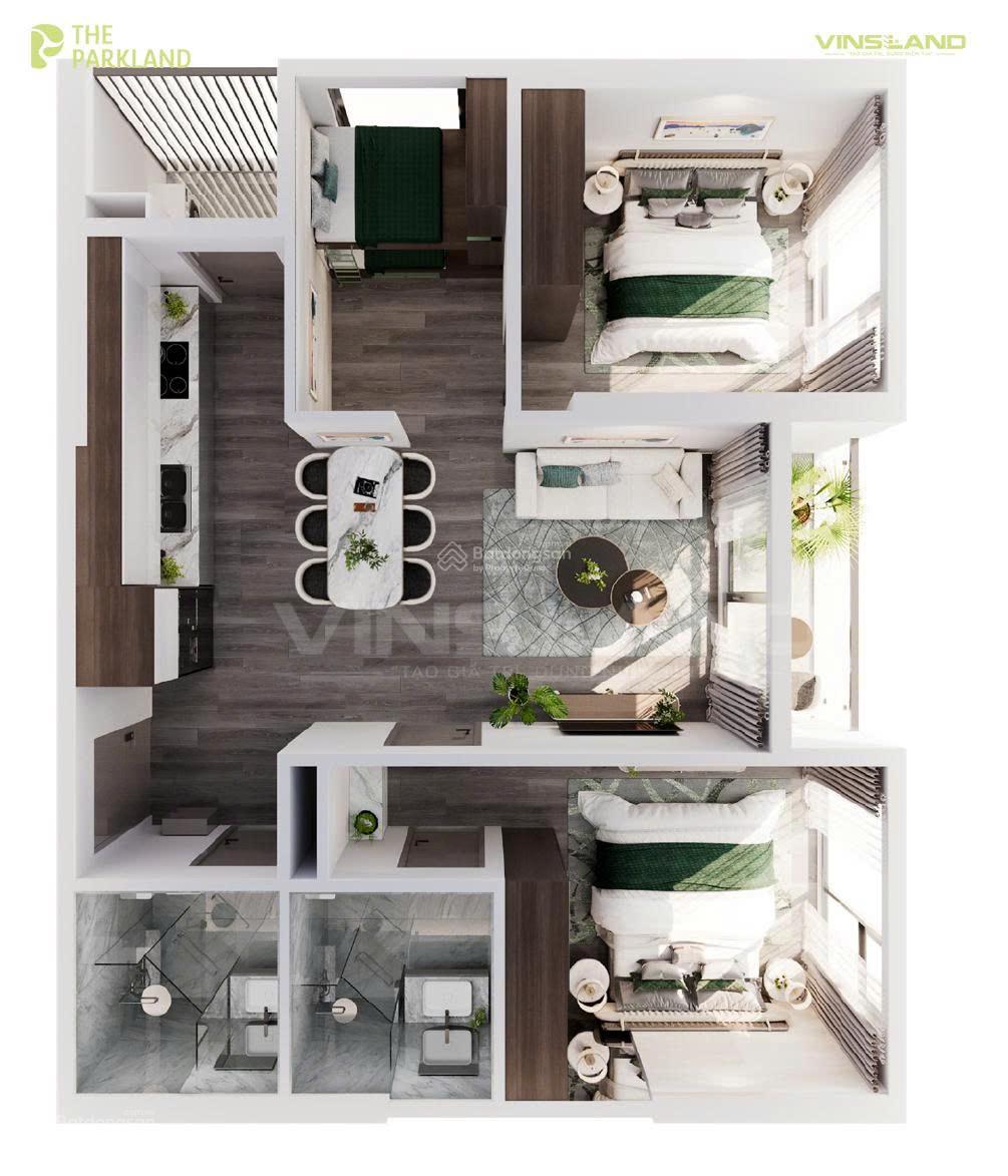 Trừ ngay 615tr căn 2PN + 1 rẻ nhất ParkLand chỉ 3tỷ655 DT 74.42m2 bao mọi thuế phí, LH 0964 389 ***