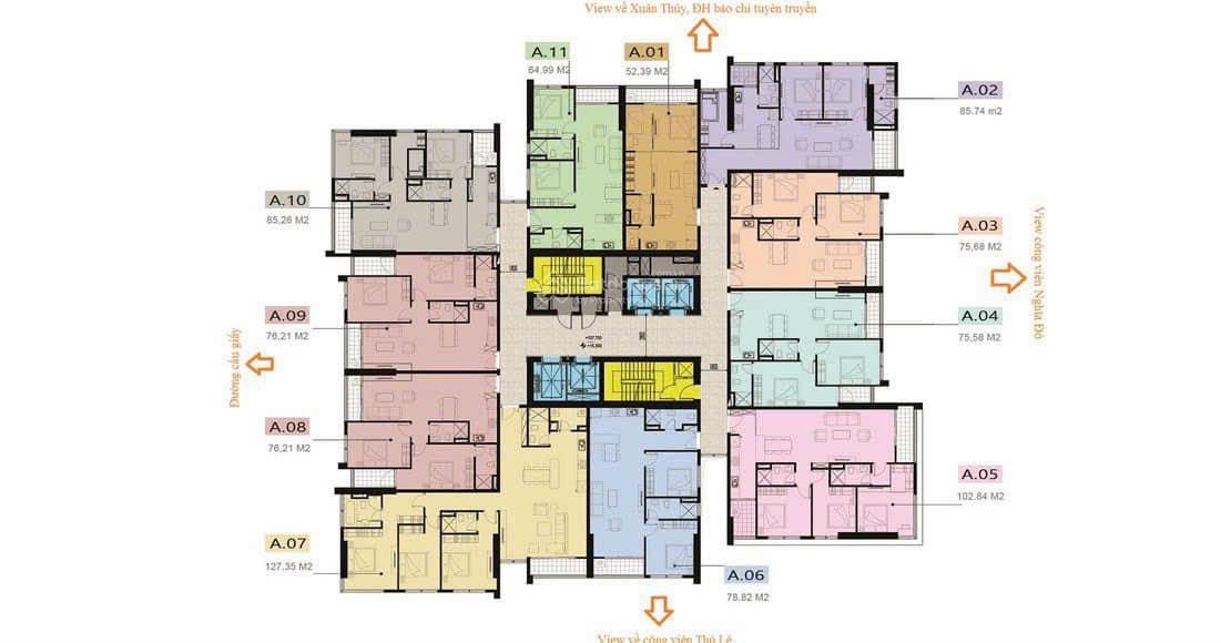 (View thẳng Hồ Tây). Em cần bán CH 76m2 gồm 2 ngủ 2wc tại Cầu Giấy Center Point, sẵn sổ đỏ. Giá tốt