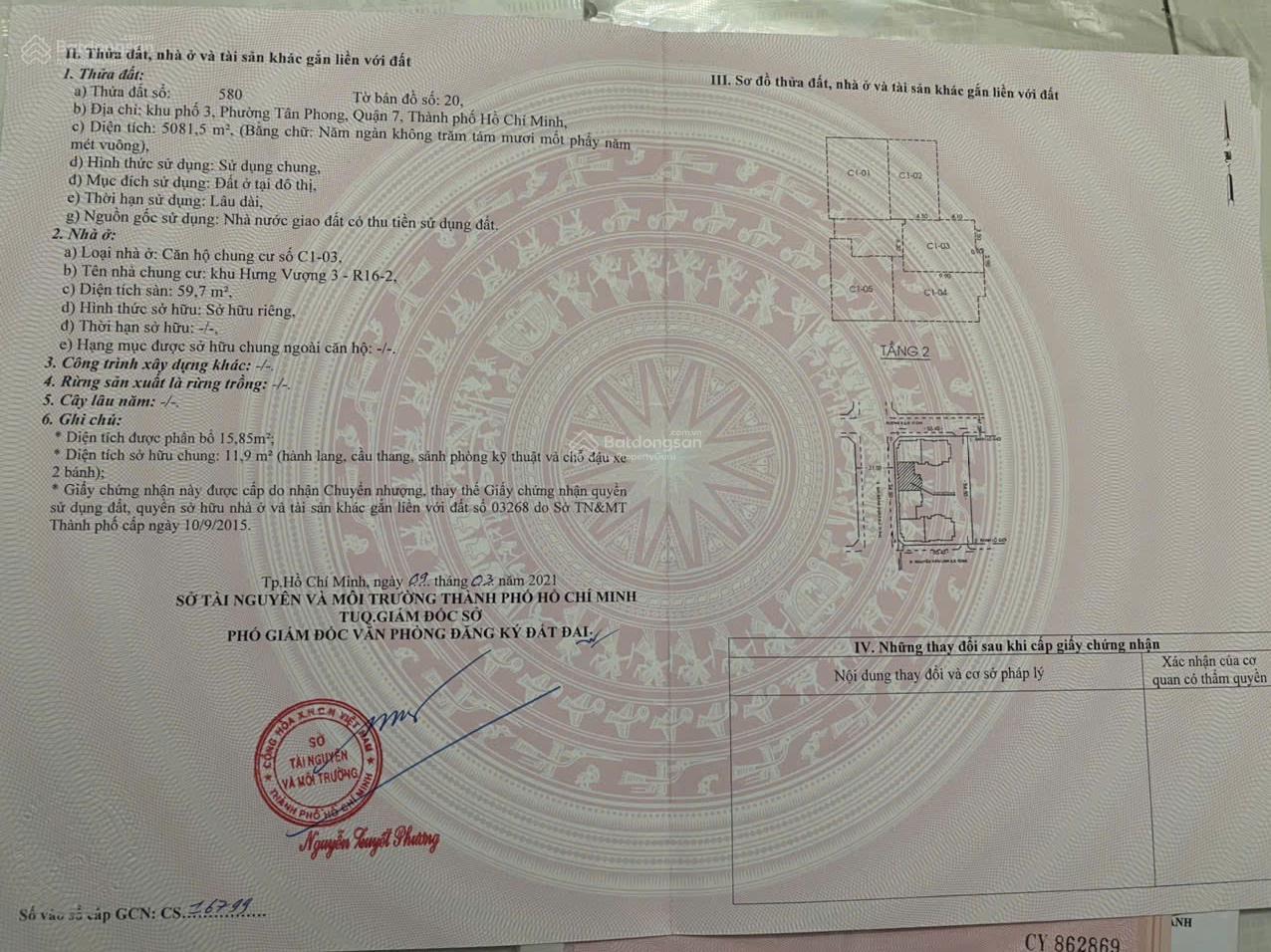 BÁN NHANH CĂN HỘ HƯNG VƯỢNG 3  BLOCK C, TRUNG TÂM PHÚ MỸ HƯNG, QUẬN 7