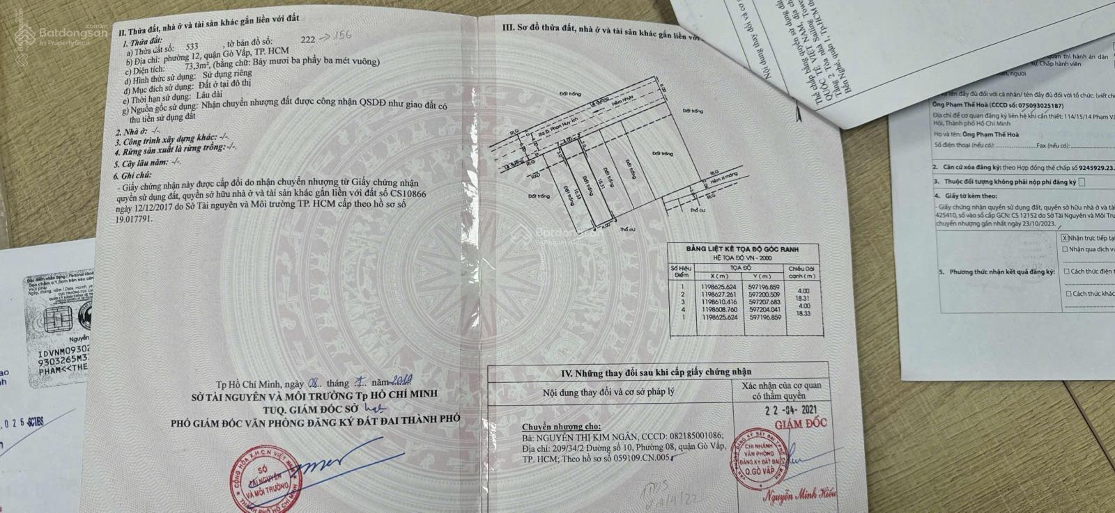 Bán lô đất 4x18,5m hẻm 25/33/72 Bùi Quang Là phường 12 Gò Vấp